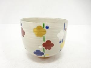 京焼　橋本紫雲造　金彩色絵　槍梅　茶碗